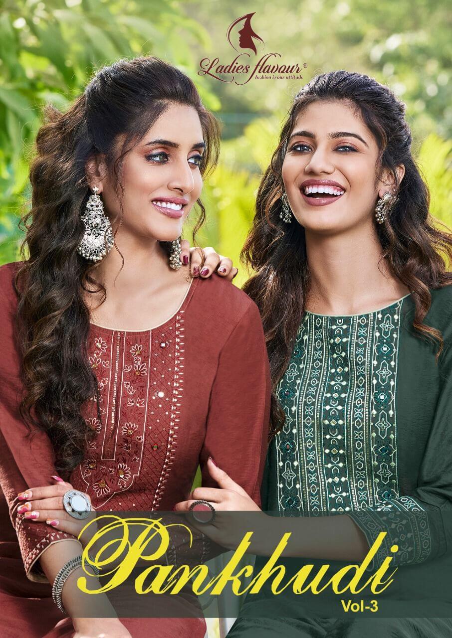 Ladies Flavour Pankhudi vol 3 Embroidery Work Kurti Catalog in Wholesale, Buy Ladies Flavour Pankhudi vol 3 Embroidery Work Kurtis Full Catalog in Wholesale Price Online from Vadodara, Gujarat